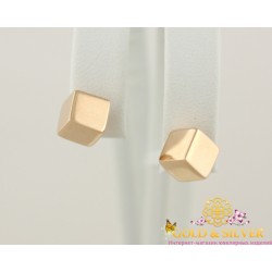 Золотые серьги кубики гвоздики (пуссеты) 580089